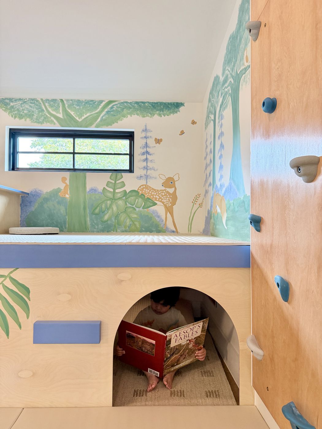 Reading hideaway beside climbing wall