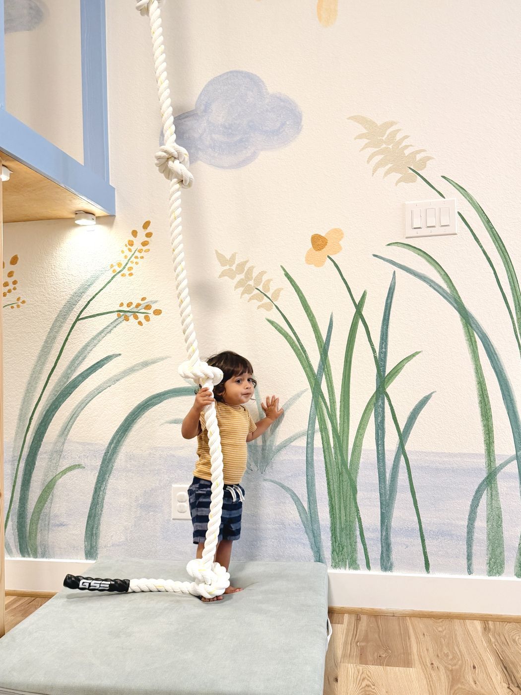 Toddler knotted rope and floor cushion